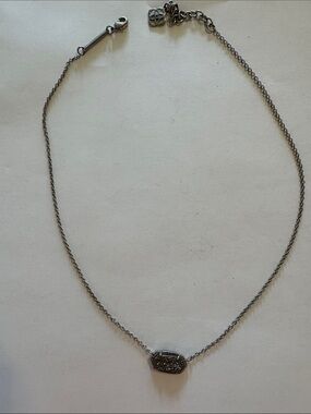 Delicate Silver-Tone Druzy Pendant Necklace - Women Jewelry